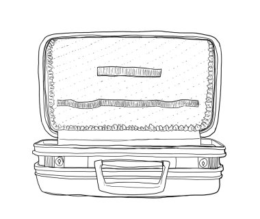 Boş mavi bavul vintage Hat sanatı şirin