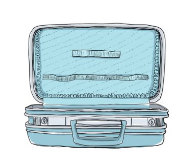 Boş mavi bavul vintage sanat sevimli