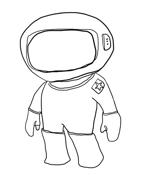 Cartone animato Spaceman sembra una linea d'arte carino — Foto Stock