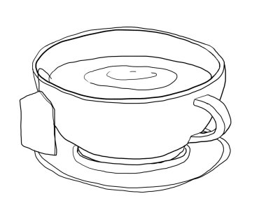 Tea cup cute art line art  illustation clipart