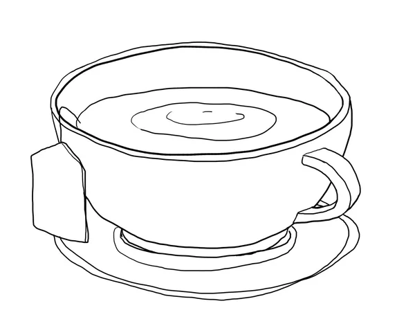 Taza de té linda línea de arte arte ilustración — Foto de Stock