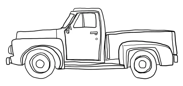 Παλιά εικονογράφηση χαριτωμένο τέχνη τέχνη γραμμή πορτοκαλί pickup φορτηγών — Φωτογραφία Αρχείου