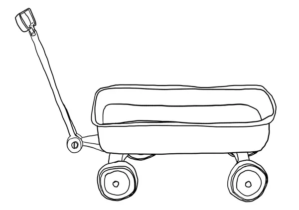 Vintage Pull Mini Wagon lineart illustration — Stock Photo, Image