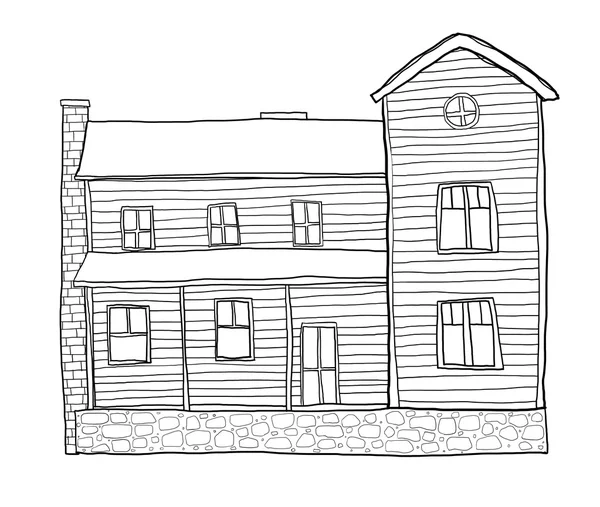 Gamla hus stil söt line art illustration — Stockfoto