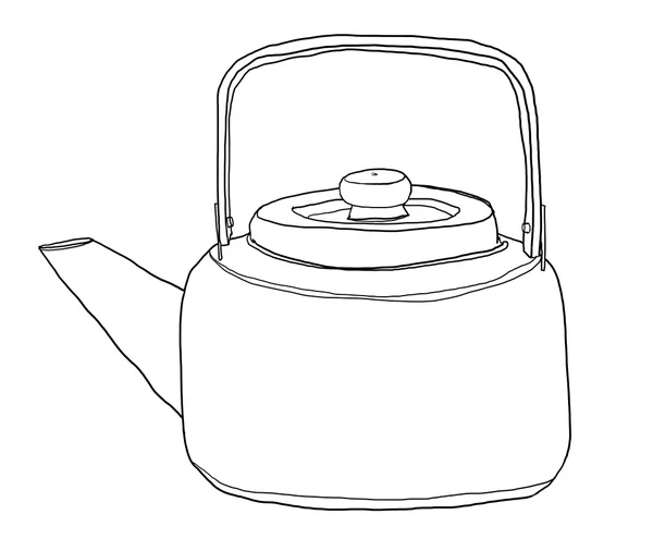 Винтажная иллюстрация линии живописи чайника — стоковое фото
