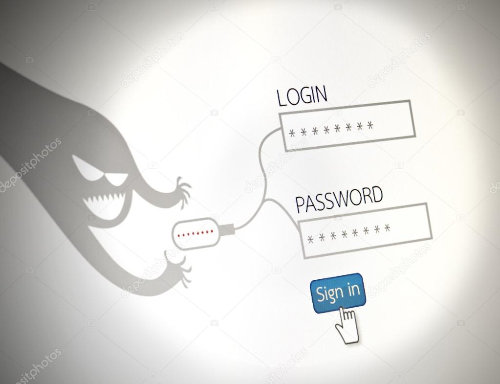 Hackers steal passwords picture concept of security,  the websit