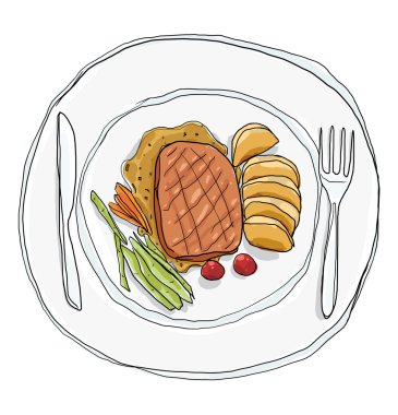 biftek yemek şirin sanat çizimde