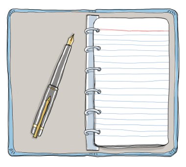 Boyama şirin vintage defter ve kalem sanat