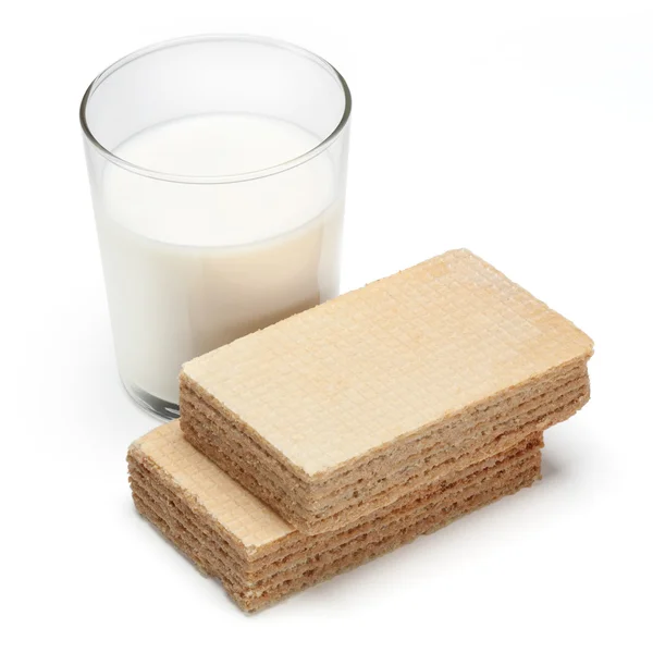 Wafer and a glass of milk — Stock Photo, Image