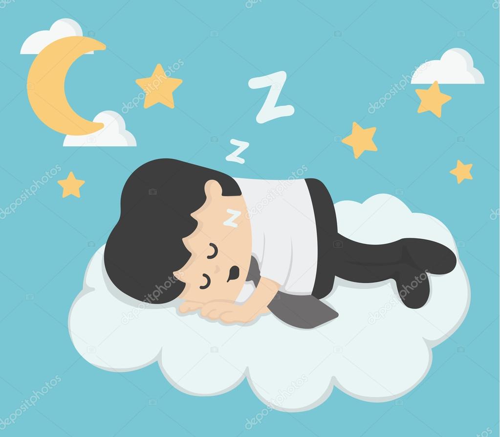 businessman Sleeping On Clouds
