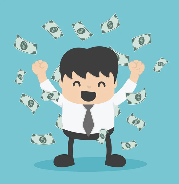 Businessman with heap of dollar money — Stock Vector