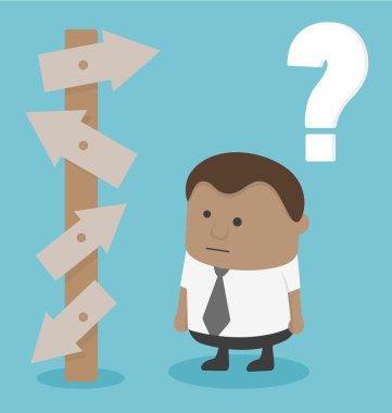 Soru işareti ile genç Afrika işadamı 