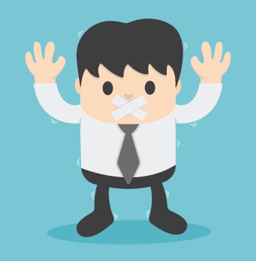 onun dudağında bant ile işadamı