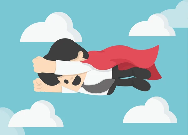 Businessman flyver som supermand flyver hurtigt på himlen – Stock-vektor