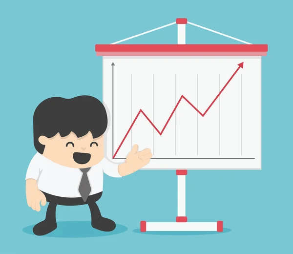 Homme d'affaires et présentation du graphique de croissance des entreprises — Image vectorielle