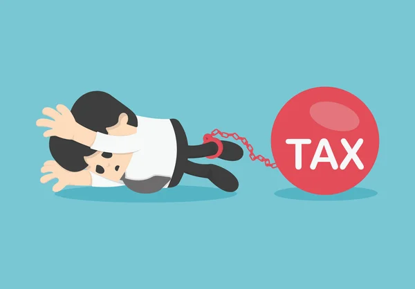 Сумний бізнесмен з податку на податкову концепцію — стоковий вектор