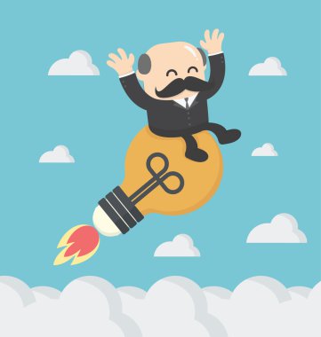 İş lambaları gökyüzünü, büyük patron rocketed.