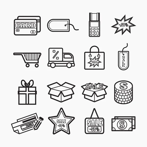 Ilustración Conjunto de iconos de compras. Vector — Archivo Imágenes Vectoriales