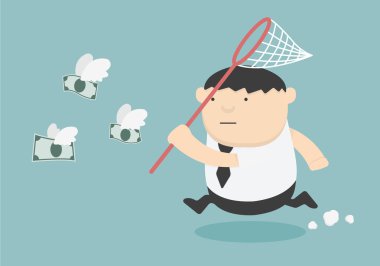 Kavram işadamı para sinek yakalamak için