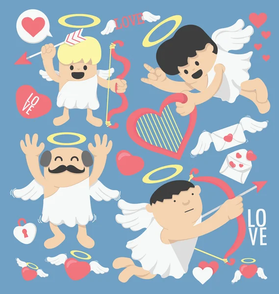 Illustrationen cartoon cupid bogen und pfeile — Stockvektor