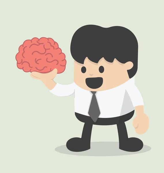 Businessman hold  brain — Stock Vector