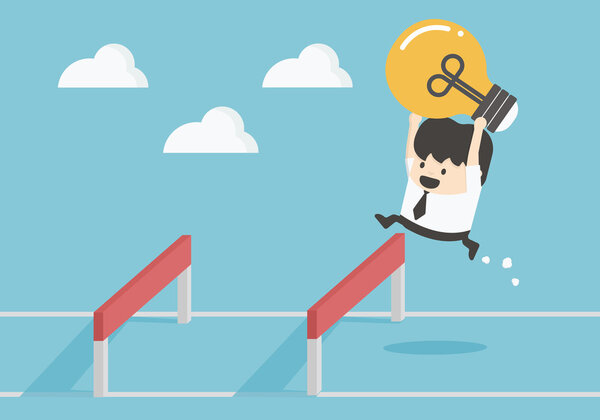 Businessman Jumping Over Hurdle 