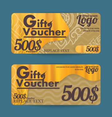 Gift certificate voucher template with line thai art design