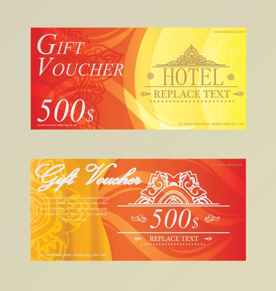 Gift certificate voucher coupon card Hotel,Restaurant  thai — Stockový vektor