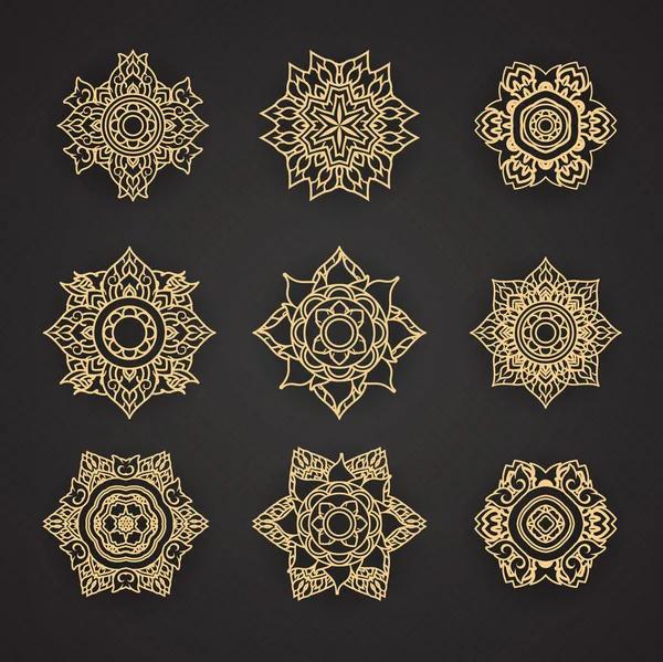 Set of Line Thai art design Vector set — Διανυσματικό Αρχείο