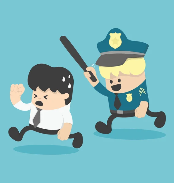 Concept businessman running away, police