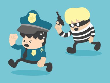  police escapes Thief  clipart