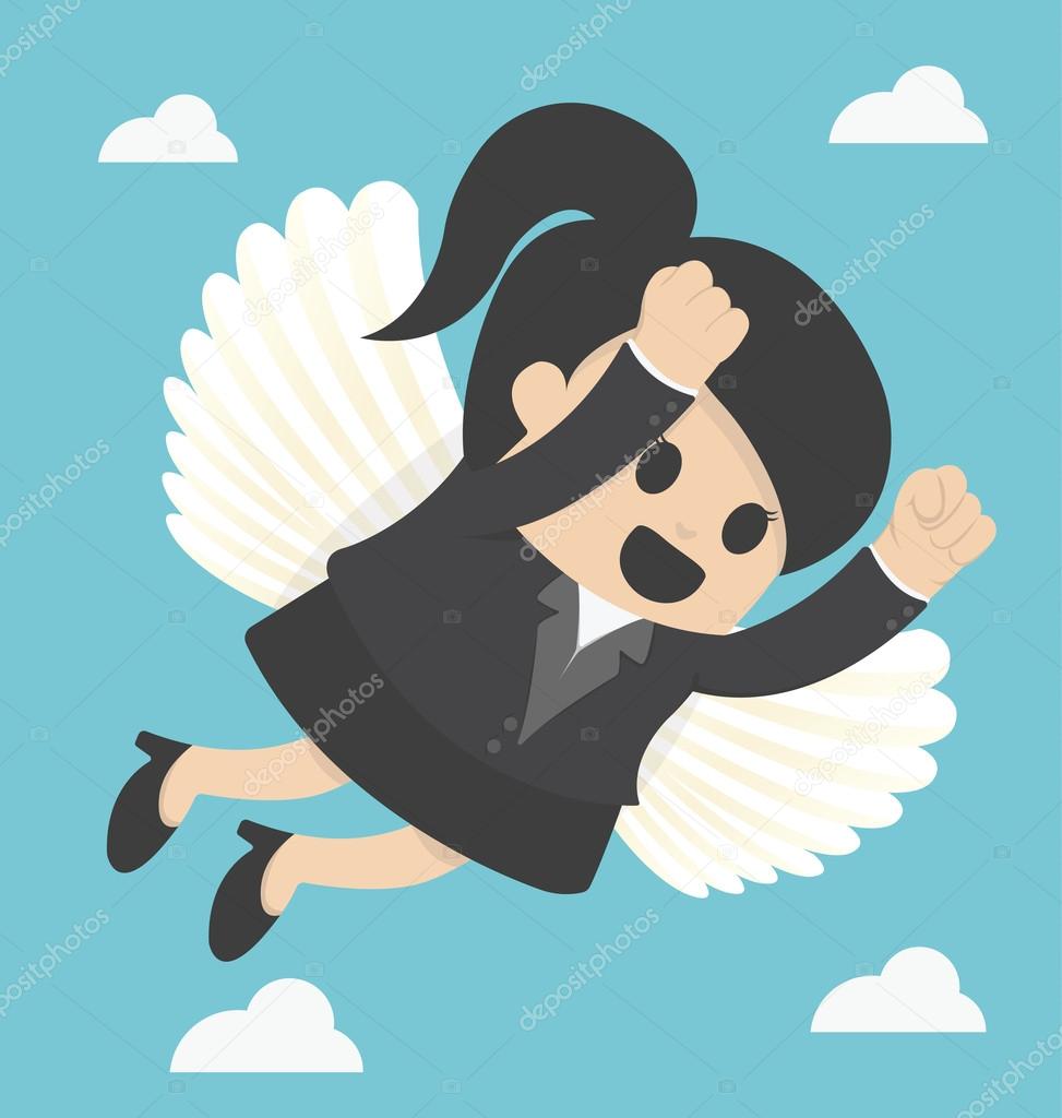 Business Woman flying freedom