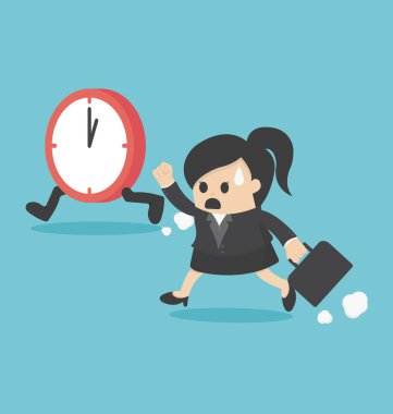 The time management business woman running clipart