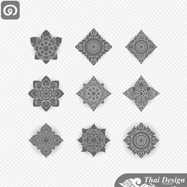 Ensemble de ligne thai art design — Image vectorielle