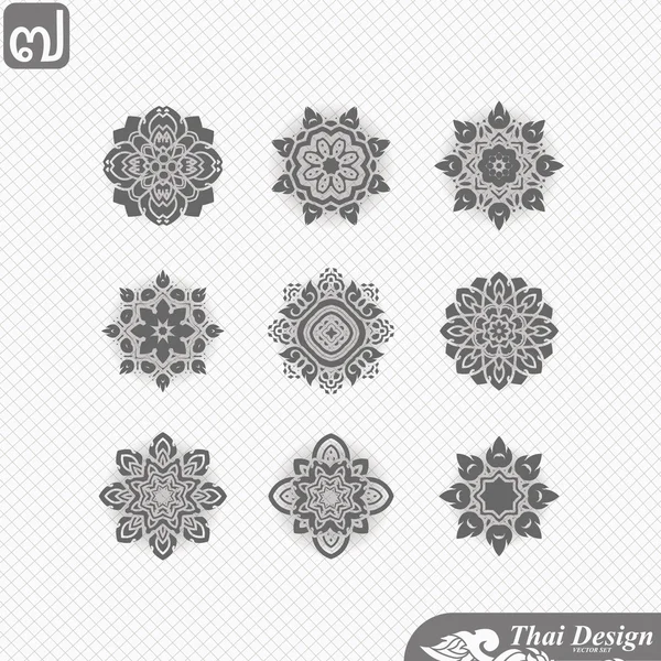 Set of  Line thai art design — Stock Vector