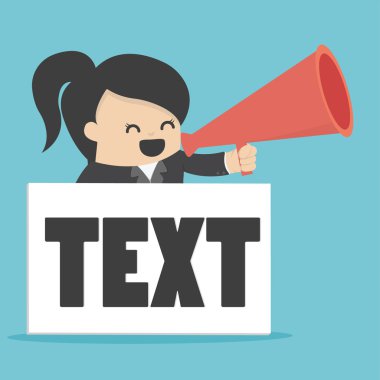 Beyaz bir işaret tutan iş kadın