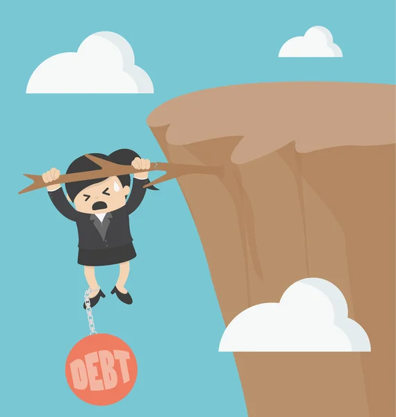 Geschäftsfrau mit Schulden — Stockvektor