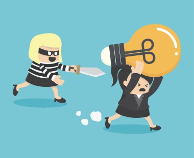 Kavramları çizgi film fikir Businesswom çalmak hırsız
