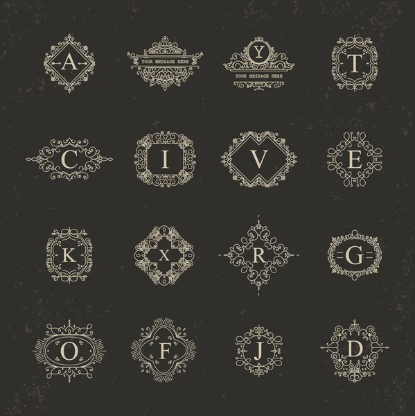 Kafe, dükkan, mağaza, re için lüks logolar için Vintage çerçeve seti