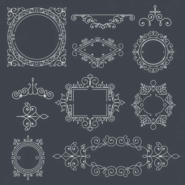 Set von Vintage-Rahmen für Luxus-Logos für Cafe, Shop, Store, Re — Stockvektor
