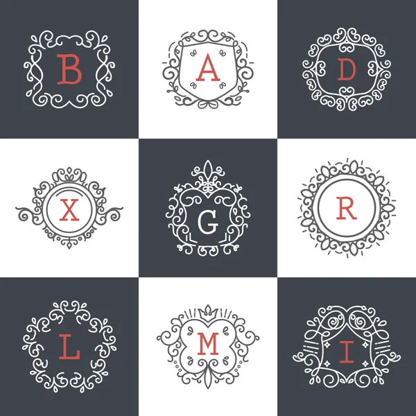 Kafe, dükkan, mağaza, re için lüks logolar için Vintage çerçeve seti