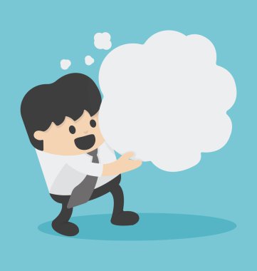 Boş konuşma balonu tutan işadamı