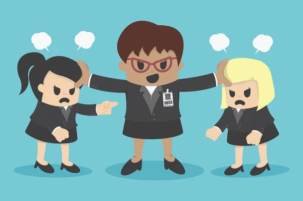 iş kadını çakışma veya Office savunarak çalışma arkadaşı