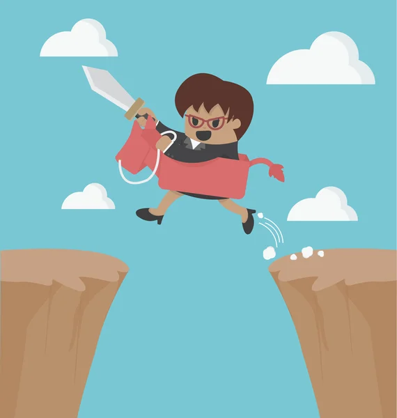 Ride over the cliff To Success — Stock Vector