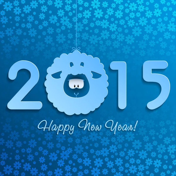 蓝与雪花新年的羊肉的象征 — 图库矢量图片