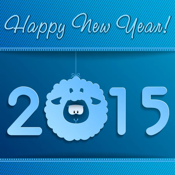 新年的羔羊在蓝色带有框架的象征 — 图库矢量图片