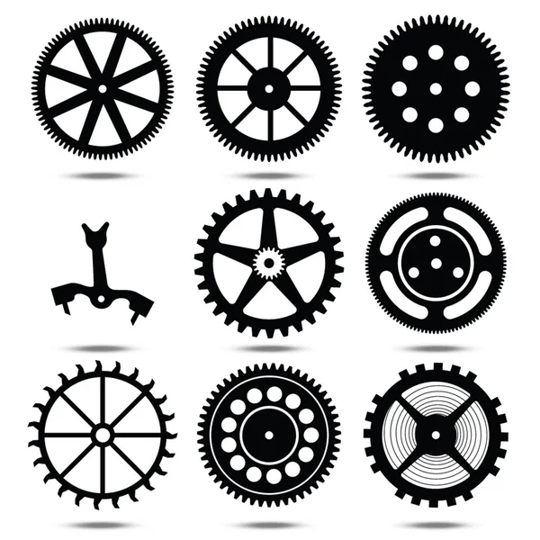 Set silhouettes of gears — Stock Vector