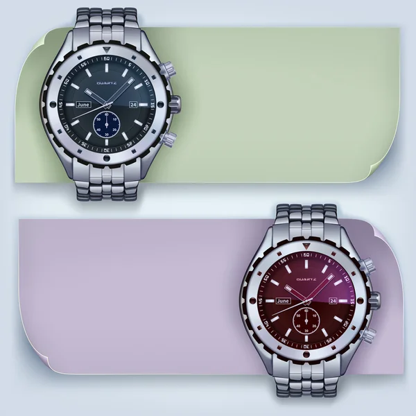 Orologi con banner — Vettoriale Stock