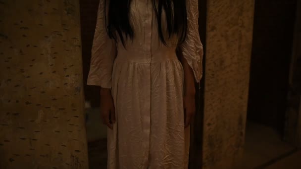 Retrato Mulher Asiática Compõem Fantasma Rosto Cena Horror Conceito Halloween — Vídeo de Stock