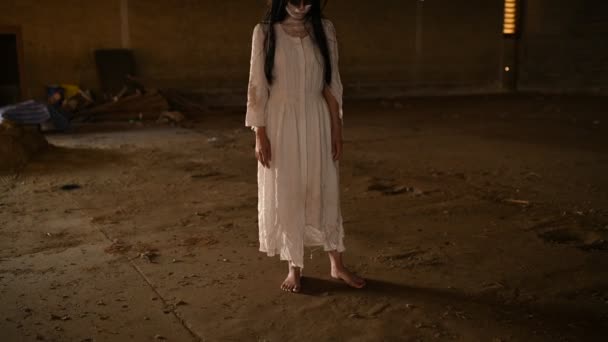 Ritratto Donna Asiatica Compongono Volto Fantasma Scena Dell Orrore Concetto — Video Stock